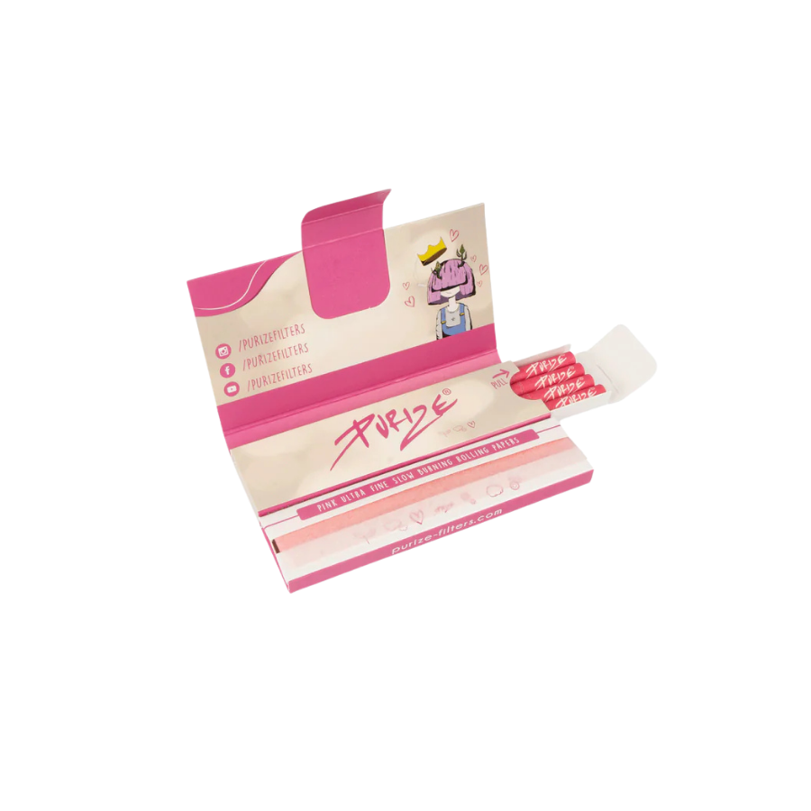 PURIZE® Papes’n’Tips (32 KSS Blättchen + 16 Aktivkohlefilter - XTRA Slim) Rosa