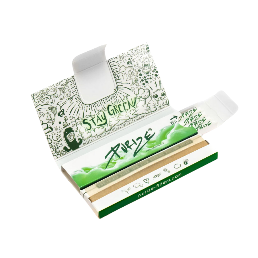 PURIZE® Papes’n’Tips (32 KSS Blättchen + 16 Aktivkohlefilter - XTRA Slim) Braun