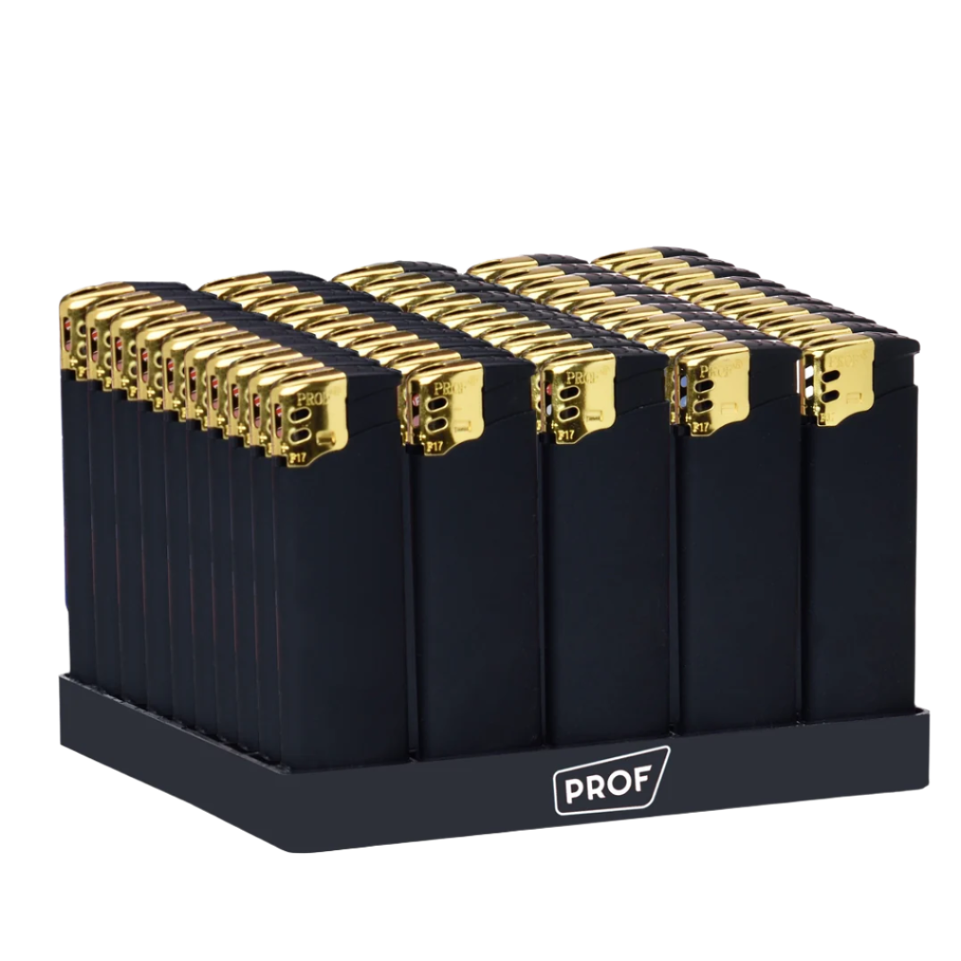 Feuerzeuge Schwarz/Gold Rubber Touch Elektronisch