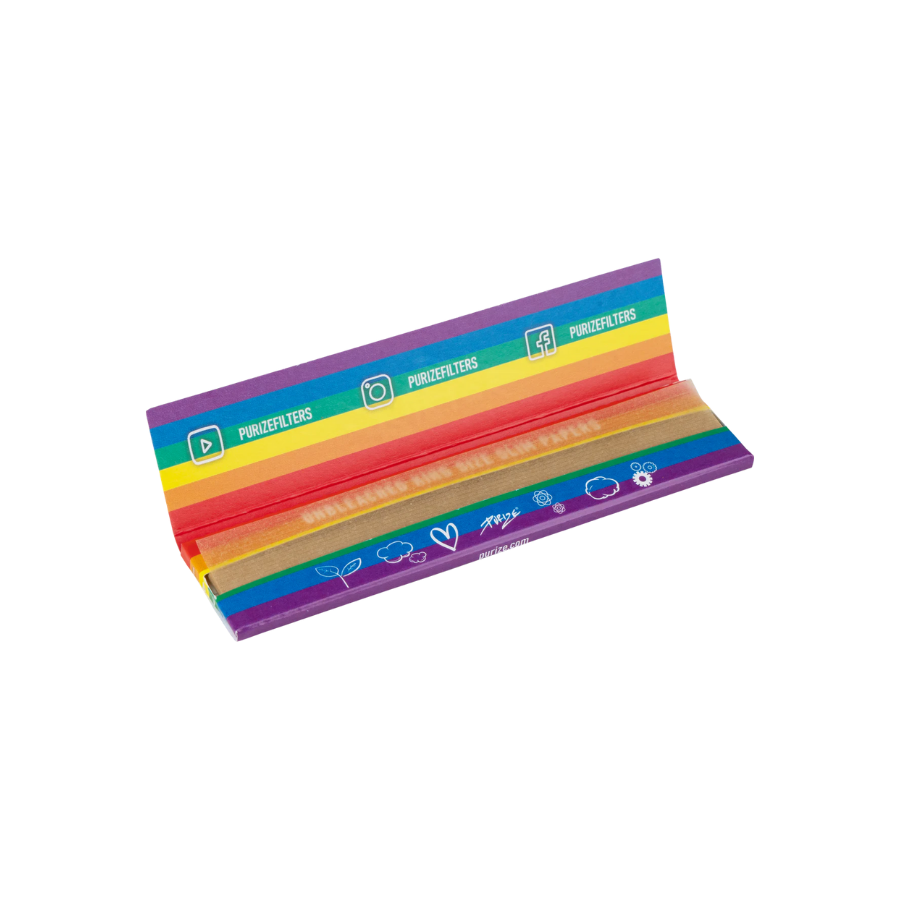 PURIZE® King Size Slim (42 Blättchen - gebleicht - 50er Box) Rainbow