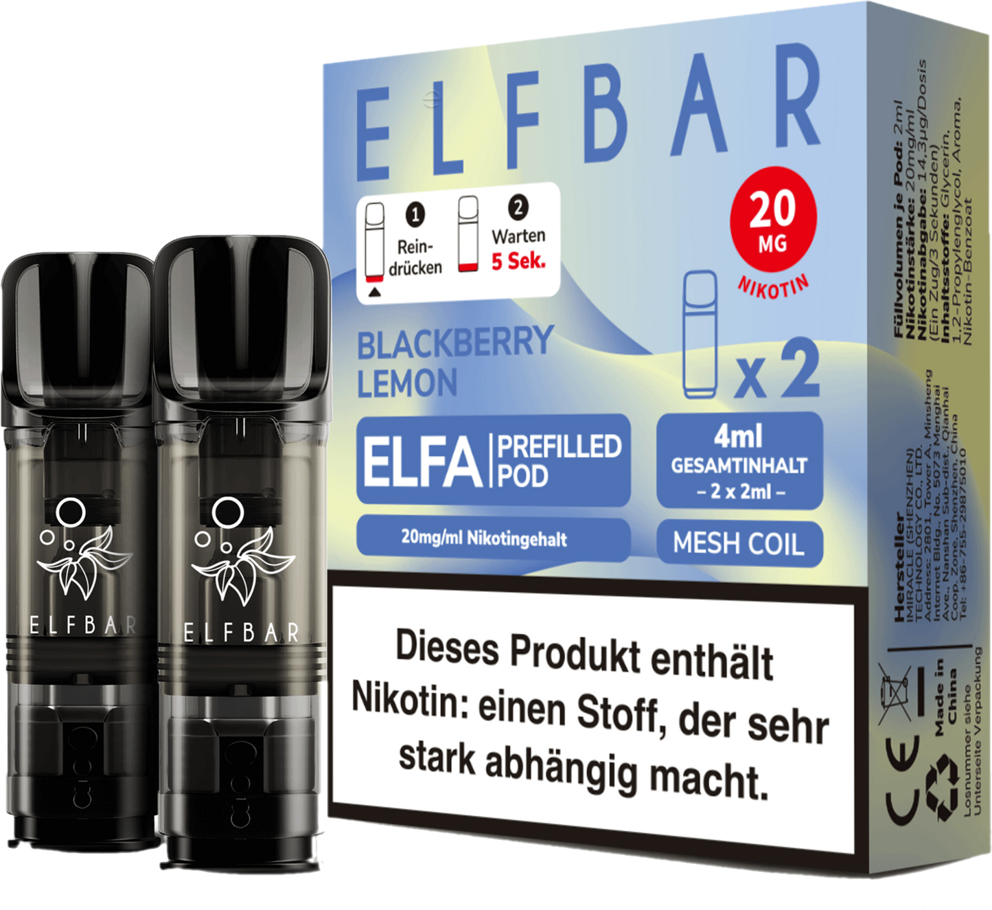 Elfbar - ELFA Pods - Blackberry Lemon (20mg/ml)