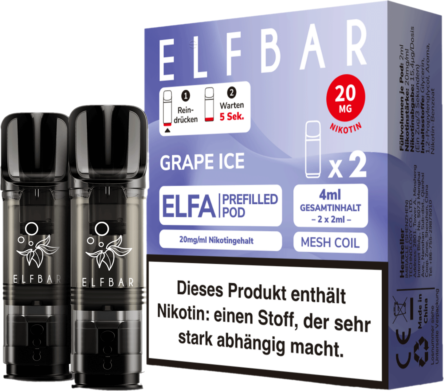 Elfbar - ELFA Pods - Grape Ice (20mg/ml)
