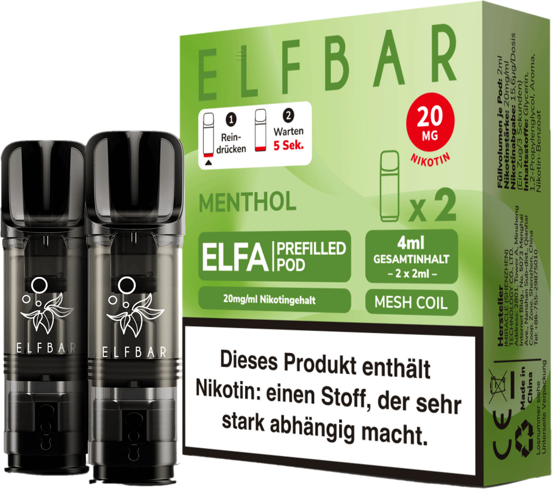Elfbar - ELFA Pods - Menthol (20mg/ml)