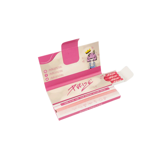 PURIZE® Papes’n’Tips (32 KSS Blättchen + 16 Aktivkohlefilter - XTRA Slim) Rosa