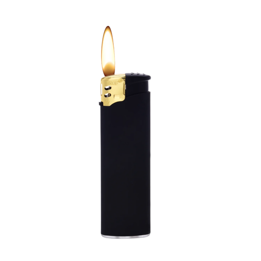 Feuerzeuge Schwarz/Gold Rubber Touch Elektronisch
