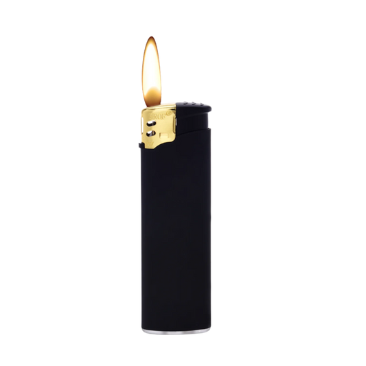 Feuerzeuge Schwarz/Gold Rubber Touch Elektronisch