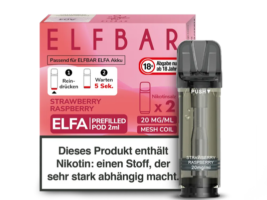 Elfbar - ELFA Pods - Strawberry Raspberry (20mg/ml)